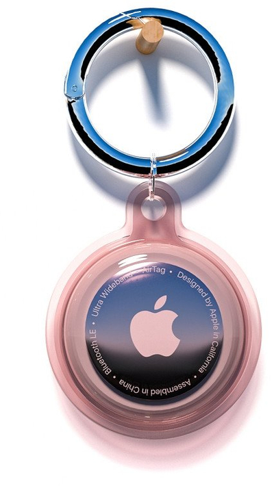Futrollë ujërezistente Hurtel për Apple AirTag, TPU, me karabinë, rozë