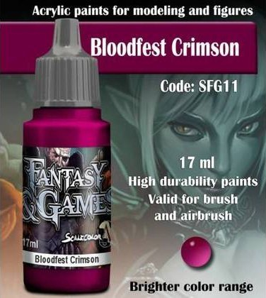 Ngjyrë akrilike Fantasy &amp; Games Bloodfest Crimson, 17 ml, për penel dhe airbrush, e kuqe