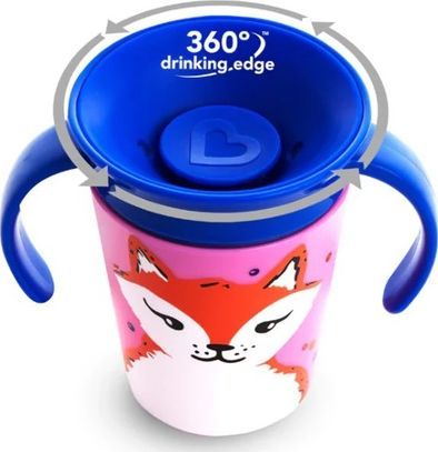 Gotë trajnimi Munchkin Miracle 360 Eco Trainer, 360°, me doreza, rozë me dhelpër