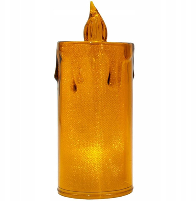 Qiri dekorativ LED Amber, 10.5cm, dritë e bardhë e ngrohtë, ngjyrë qelibar