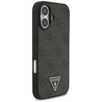 Kapak telefoni Guess Hardcase 4G Triangle Logo MagSafe, me varëse me rruaza, për iPhone 17, i zi