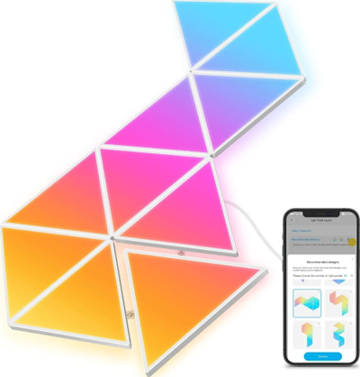 Panele drite inteligjente Govee Glide Triangle Light Panels, set me 10 copë, RGBIC, shumëngjyrëshe