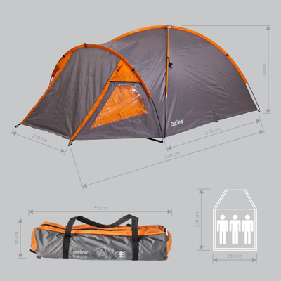 Çadër kampingu OUTLINER RD-T22-3, 3 persona, jeshile