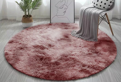 Tapet Shaggy Round Ombre, 100 cm, poliestër, vjollcë rozë