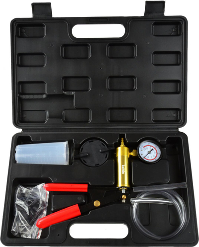 Set vakum-tester dore dhe komplet për ajrosje frenash, me manometër, për makina, i zi