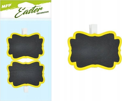 Kllipsa dekori druri MFP Easter, 70x70mm, tabelë shkumësi, 2 copë, të verdhë