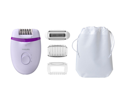 Epilator Philips Satinelle Essential BRE275/00, me tela, dritë Opti light, i bardhë