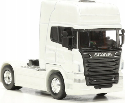 Lodër kamion metalik Welly Scania V8 R730, shkallë 1:64, ngjyrë e bardhë