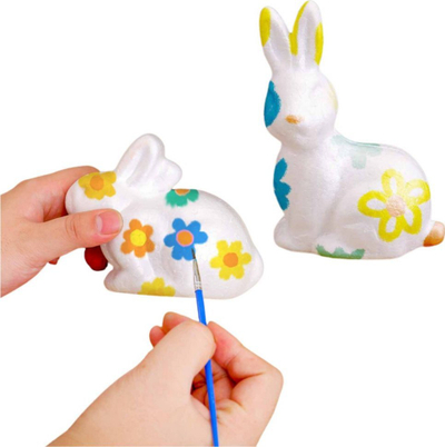 Set pikturimi LEAN Toys për Pashkë, lepur + 2 vezë stiropori, bojra me ngjyra të ndryshme
