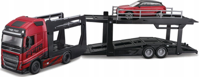 Set vetura model Bburago Street Fire, shkallë 1:43, Volvo FH16 dhe Land Rover LRX, shumëngjyrëshe