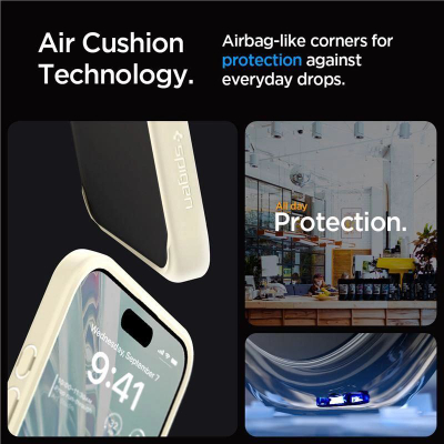 Mbulesë telefoni Spigen Crystal Hybrid për iPhone 15 Pro Max, transparente, bezhë e çelët