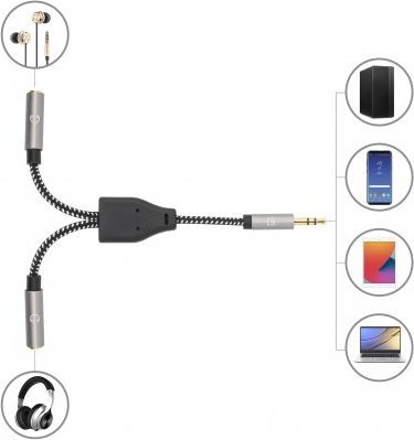 Adapter audio splitter AUX, 15 cm, 3.5 mm, i zi