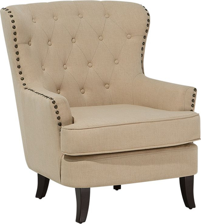 Fotelë VIBORG II, material tekstil, stil klasik wingback, bezhë