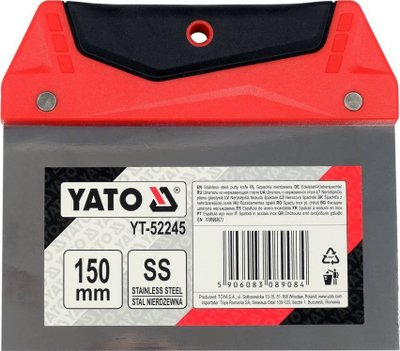 Spatul gletimi Yato YT-52245, çelik inox 150mm, dorezë plastike, kuqe e zezë