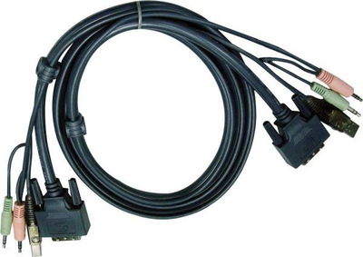 Kabllo KVM ATEN DVI-D Dual Link USB, 5m, e zezë