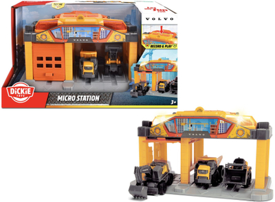 Set lojërash ndërtimi Dickie Micro Construction Station, me drita dhe zë, me 3 vetura Volvo