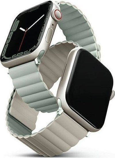 Rrip ore Uniq Revix Reversible për Apple Watch 38/40/41 mm, silikoni, jeshile–bezhë
