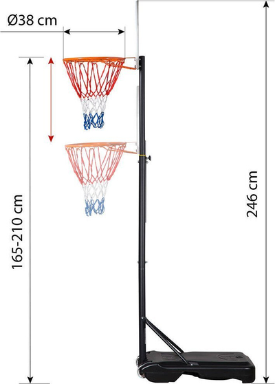 Kosh basketbolli NILS ZDK018, portativ, me lartësi 200-246 cm, i zi