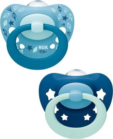 Biberon qetësues NUK Signature 6-18m, silikon, set 2 copë, transparent