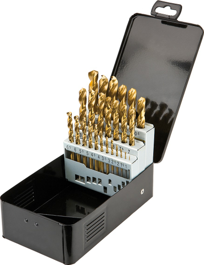 Set freza metali Graphite 57H200, 25 copë HSS TiN, 1 13mm, në kuti metalike