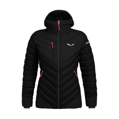 Женска перјана јакна Salewa Ortles Medium 2, со капуљача, водоотпорна, црна