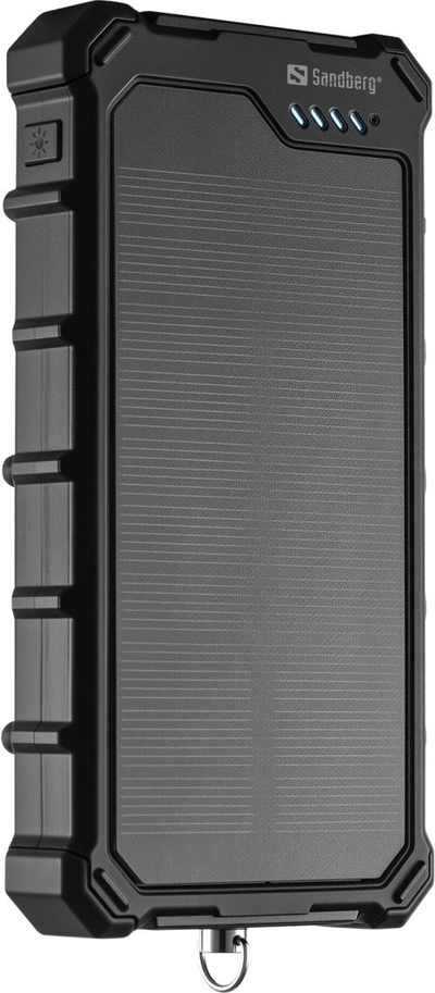 Powerbanku Sandberg Solar CampLED 10000, 10000mAh, panel diellor, LED, i zi