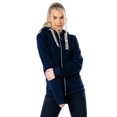 Bluzë me kapuç Justhype Drawstring Zip Hoodie HYPWOMHOOD003, pambuk, me zinxhir, blu navy