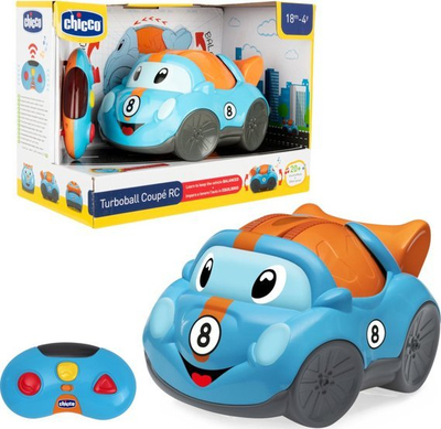 Makina lodër me telekomandë Chicco Turboball Coupé RC, 18m 4v, me efekte zanore, blu portokalli
