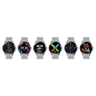 Smartwatch G.Rossi SW018-2, ekran rrumbullak me ngjyra, rrip silikoni, gri