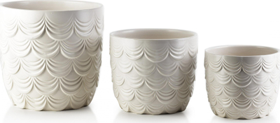 Set vazo dekorative Mondex Neva, qeramike, 20 16 13 cm, të bardha