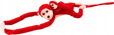 Lodër pelushi majmun me bebe Plush Monkey, 90 cm, e kuqe