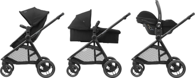 Karrucë për bebe Maxi Cosi Anna³, sedilje që rregullohet, shportë e madhe, e zezë