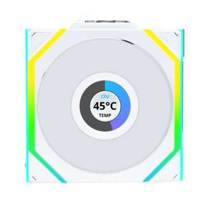 Ventilatorë kastore Lian Li UNI FAN SL Wireless LCD 120, 12 cm, set 3 copë, të bardhë