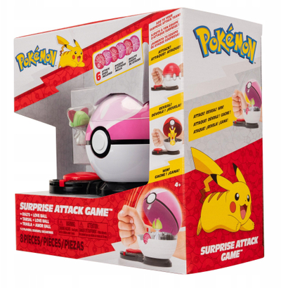 Set loje Jazwares Pokémon Surprise Attack, figurë Ralts 5 cm, PokeBall me disqe sulmi, shumëngjyrëshe