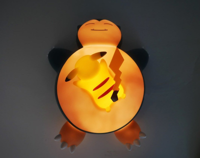 Figurë ndriçuese Teknofun Pokemon Snorlax dhe Pikachu, 25 cm, LED, shumëngjyrëshe