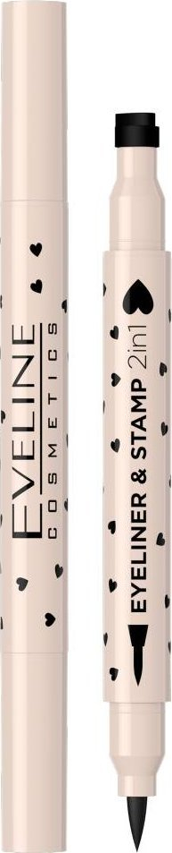 Laps sysh Eveline Variété Multifunction Eyeliner 2 in 1 Heart, 1 copë, ngjyrë intensive e zezë