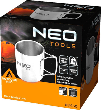 Filižan turistik Neo Tools 63-150, 0.3L, çelik inox, gri