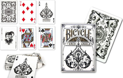 Karta loje Bicycle Archangels, kuvertë standarde, ilustrime artistike