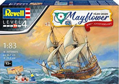 Set modeli plastik Revell Gift Set Mayflower 400th Anniversary 05684, shkalla 1:83, me ngjitës dhe bojëra