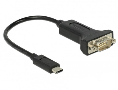 Kabllo adapter DeLOCK 63908 USB Type C në RS 232 DB9, 0.15m, e zezë