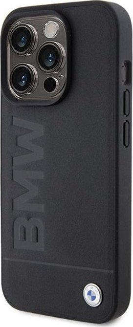 Mbulesë lëkure BMW Hot Stamp për iPhone 15 Pro Max 6.7", TPU, e zezë