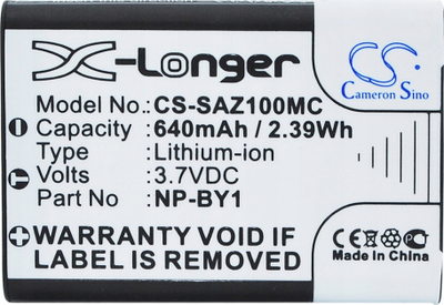 Bateri për kamerë Cameron Sino CS-SAZ100MC, zëvendësuese për Sony NP-BY1, 640mAh, Li-ion
