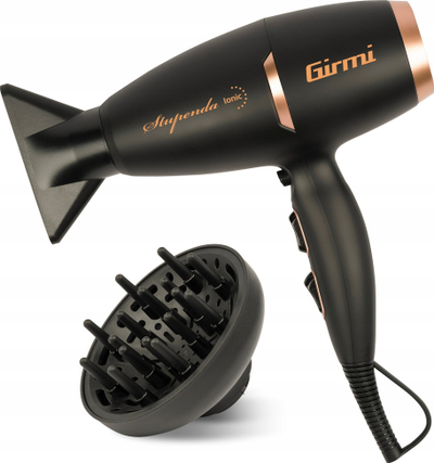 Сешоар за коса Гирми PH91 Professional, безчетков мотор, јонска функција, 2200W, сив