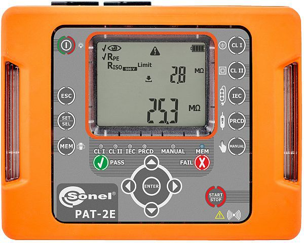 Matës sigurie elektrike Sonel PAT-2E, ekran dixhital, portokalli