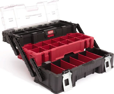 Organizues veglash Curver Tool Organizer Canti Trio, 3 kate, plastikë e fortë, i zi me të kuqe