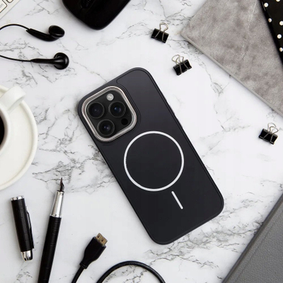 Mbulesë telefoni OEM Frame Mag Cover për iPhone 14, kompatibile me MagSafe, e zezë