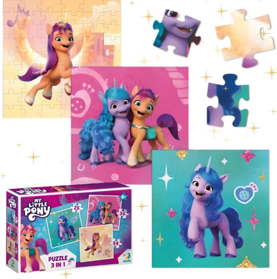 Puzzle për fëmijë My Little Pony 3 në 1, set me 3 puzzle, shumëngjyrësh
