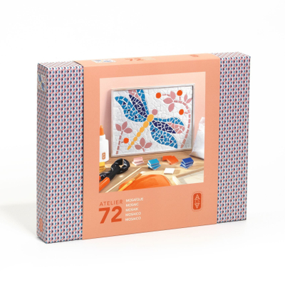 Set kreativ mozaiku Djeco Atelier 72 Mosaic, panel druri, shumëngjyrësh