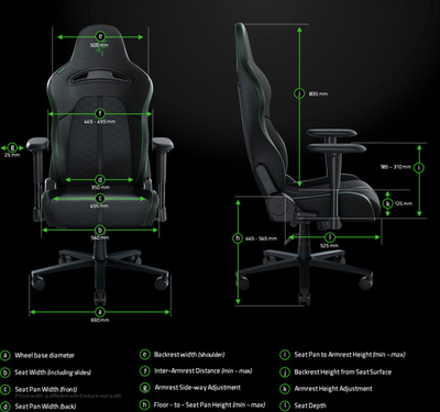 Karrige Razer Enki, e zezë / gjelbërt