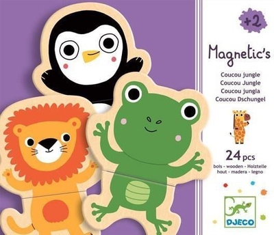 Puzzle magnetik druri Djeco Jungle, 24 pjesë, shumëngjyrësh